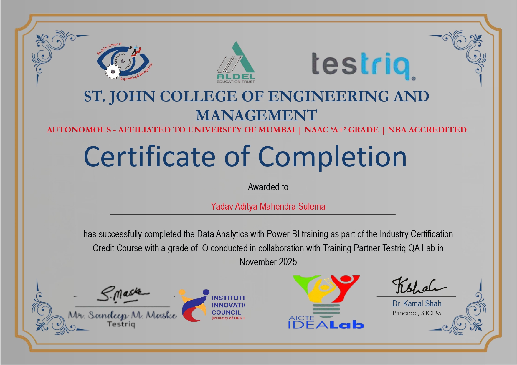 Certificate 1